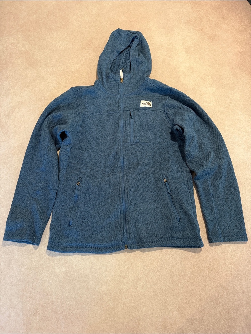 The North Face Men's Slate Blue Hooded Full-Zip Fleece Jacket